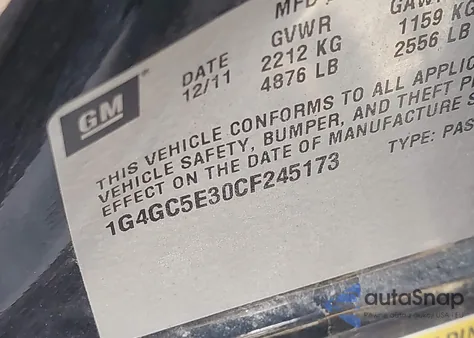 2012 Buick Lacrosse Leather Group from USA, damaged, VIN 1G4GC5E30CF245173